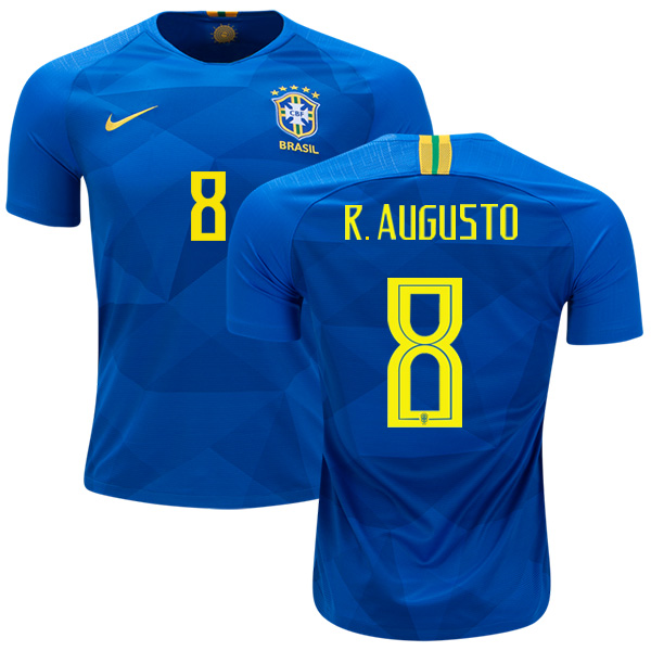 Brazil #8 R.Augusto Away Kid Soccer Country Jersey